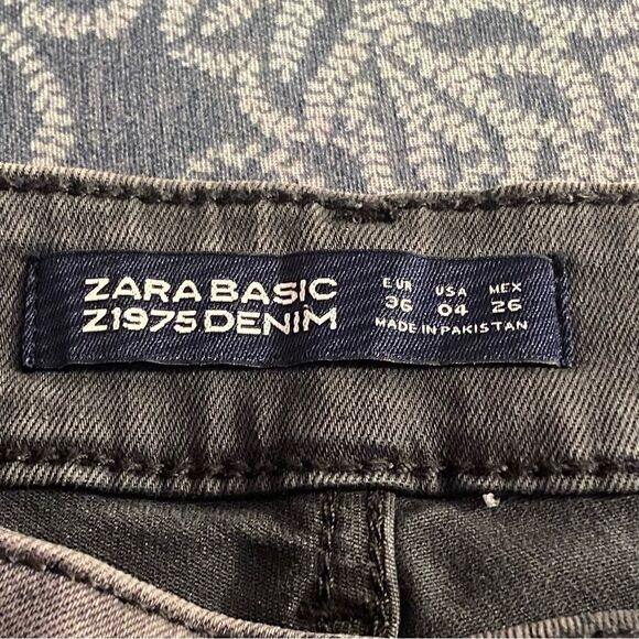 Zara Z1975 Basic Denim Dept Skinny Jeans Gray Women’s Distressed Size 4 Zip Legs - Picture 9 of 9